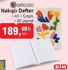 ARTİCOLO NAKIŞLI DEFTER A5 ÇİZGİLİ 80 YAPRAK